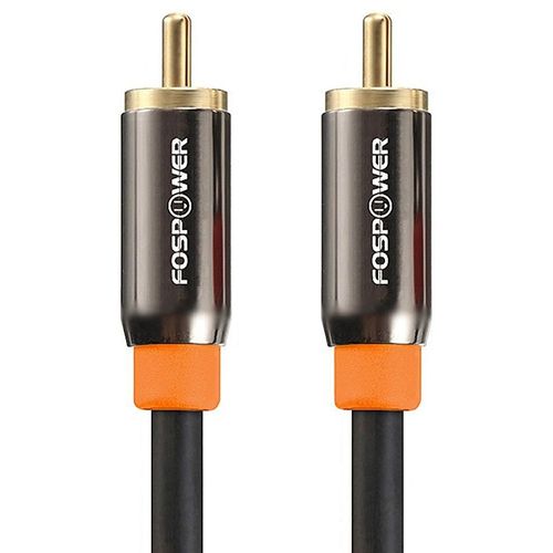 FosPower RCA Male to RCA Male S/PDIF Coaxial Digital Audio (COAXIAL) Coaxial Cable [24K Gold Plated Connectors] for Home Theater, HDTV, Subwoofers, Hi-Fi Systems and More - (Black) (1.8m)