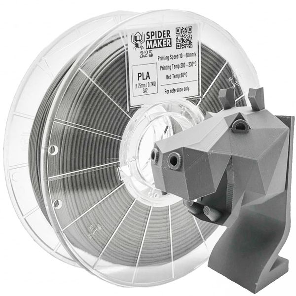 SpiderMaker 3D Printer Filament 1.75mm Matte PLA Gray Iron Grey 700g