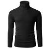 TAPULCO Long Sleeve Thermal High Neck Top for Men, Undershirts Turtleneck Pure Color Pullover Cozy Sweater Lightweight T-Shirts for Prom Black Large