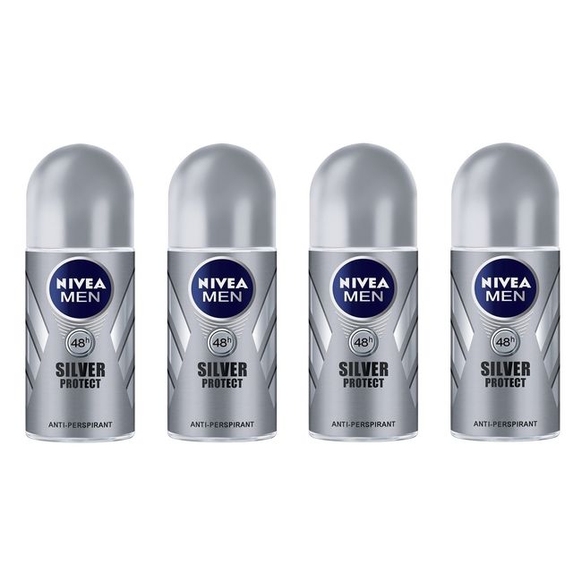 (Pack of 4) Nivea Silver Protect Anti-perspirant Deodorant Roll On for Men 4x50ml - (4 Pack) Nivea Silver Protective Antiperspirant Deodorant Roll On For Men 4x50ml