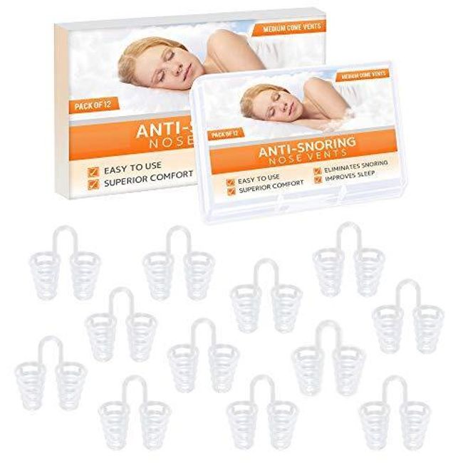 Nose Vent Sinus Relief Dilator (Pack of 12 Medium Size) Hard Silicone Vents -...