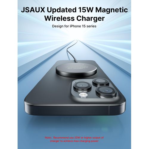 JSAUX Magnetic Wireless Charger 2-Pack Fast Magsafe Charger Compatible with MagSafe Charger, iPhone 15/15plus/15 Pro/15 Pro Max/iPhone 14 Plus/14 Pro Max, iPhone 13 12 Mini Mag Charger Airpods Black