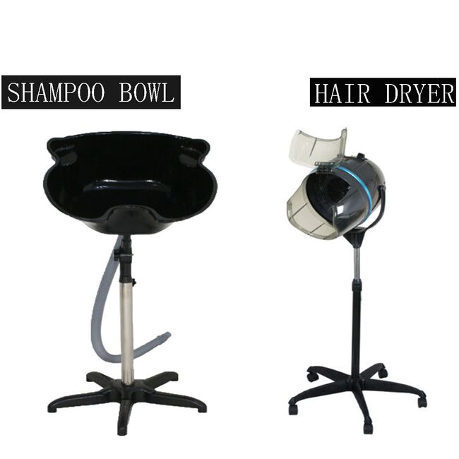 Salon Bonnet Stand-up Hair Dryer Styling  Portable +Shampoo Bowl Deep Basin