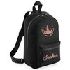 Rose Gold Unicorn Head Personalised Girls Mini Backpack, Black