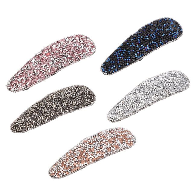 Lurrose Rhinestone Snap Hair Clips Barrettes: 5 Stücke Dekorative Glänzende Kristall Snap Clips Duckbill Haarnadeln Alligator Clip Barrettes Kopfschmuck für Partyhochzeit Täglich