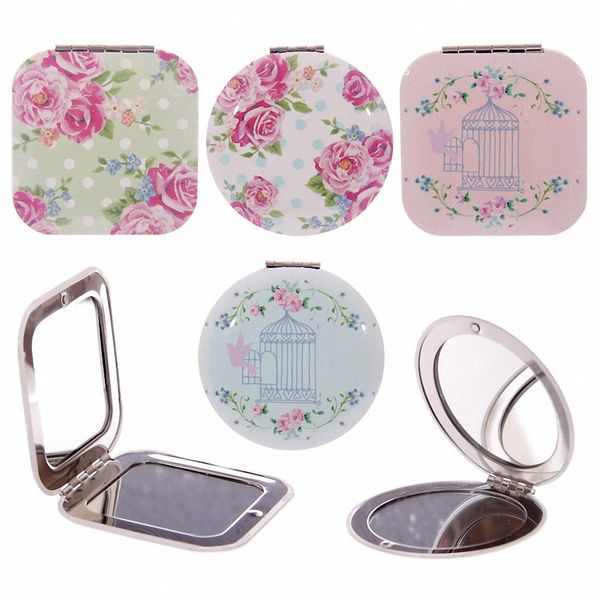 Laura Bell Chintz Floral Birdcage Compact Mirror (square with birdcage)