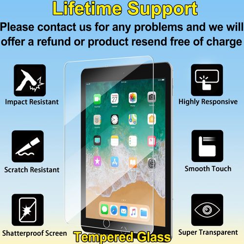 4youquality [2-Pack Screen Protector for iPad 9.7-Inch (6th/5th Generation, 2018/2017 Model), iPad Air 1, iPad Air 2, iPad Pro 9.7-Inch, 9H Tempered Glass Film, Anti-Scratch, Impact-Resistant