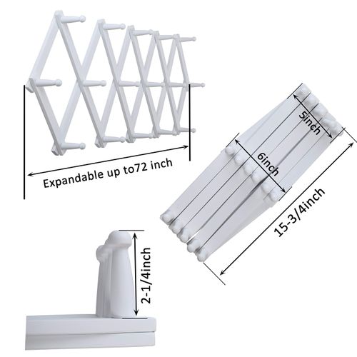 WEBI Accordion Wall Hanger,Expandable Wooden Coat Rack Wall Mounted,Accordion Hat Rack for Wall,Accordion Wall Rack for Hats,Caps,16 Peg Hooks,White