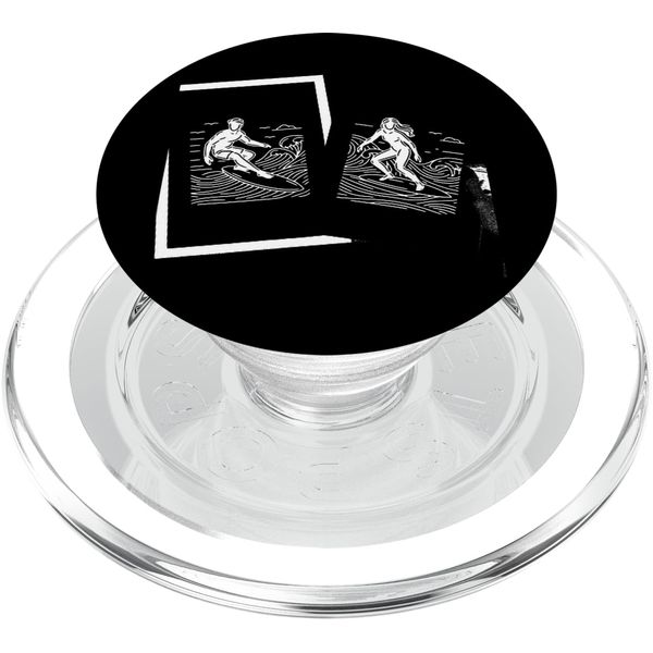 Surfboard One Line Art Drawing Surfing PopSockets PopGrip for MagSafe