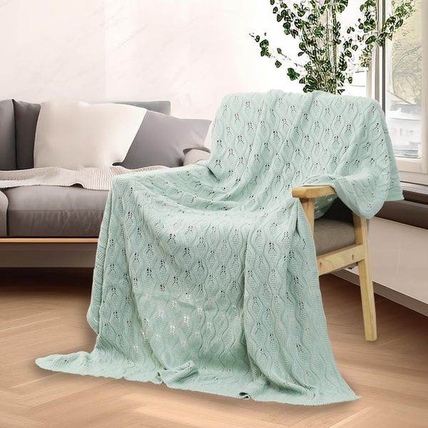 Knitted Throw Blanket Warm Comfortable Lightweight Wool Blanket for Home Deco...