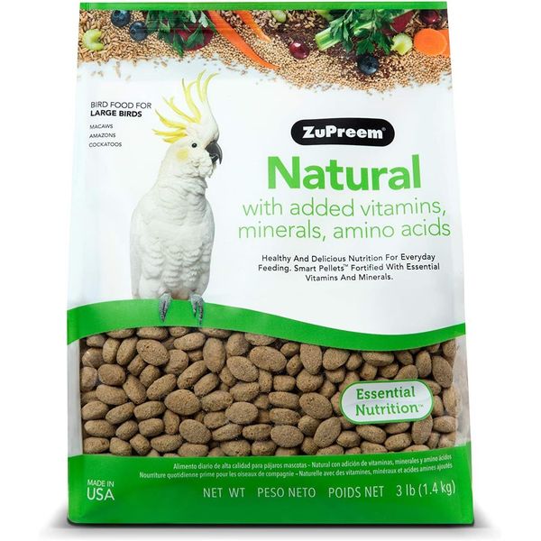 ZuPreem Natural Bird Food for Large Birds, 3 lb Bag | Made in The USA, Essential