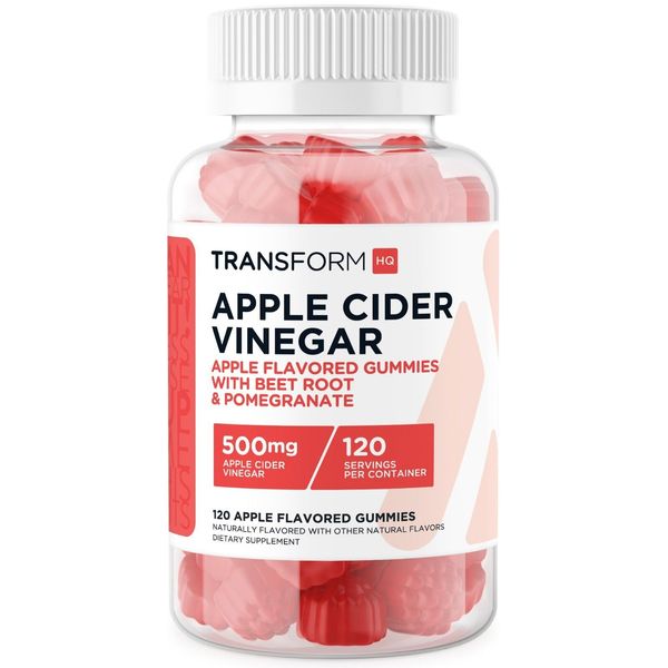 TransformHQ Apple Cider Vinegar Gummies (120 Servings, 500mg Per Serving)