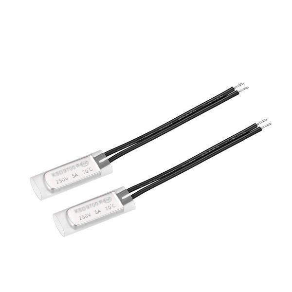 sourcing map KSD9700 Thermostat, 70°C Normally Open Temperature Switch Thermal Switch, N.O 5A Metal Temperature Controller 2pcs