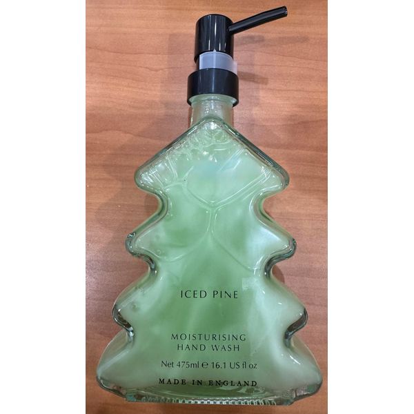 Iced Pine Moisturising Hand Wash, 16.1 US fl oz, Made in England Christmas Tree shaped glass decanter