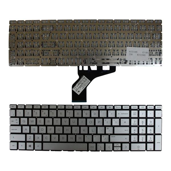 Power4Laptops UK Layout Silver Replacement Laptop Keyboard Compatible With HP Home 15-da0073ns