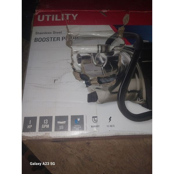 Utilitech 1HP Booster Pump Stainless Steel   Mod. 148008 115v 13 GPM 0955585