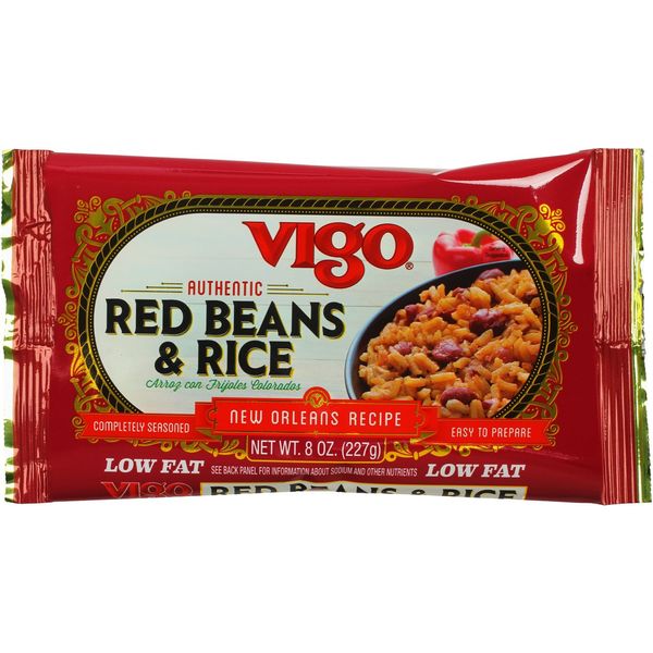 Vigo Authentic Red Beans & Rice, Low Fat, 8oz (Red Beans & Rice, Pack of 12)