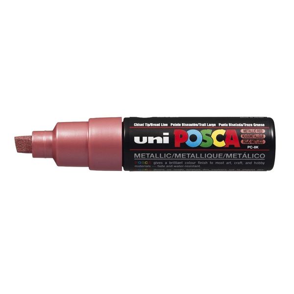 Posca UNI PC-8K CHISEL TIP MARKER PEN- METALLIC RED (BOX OF 6)