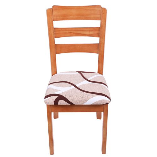 Homaxy Stretch Chair Seat Covers for Dining Room Set of 6, Elastic Dining Chair Seat Protector Cover Removable Washable Chair Slipcovers with Ties, Khaki