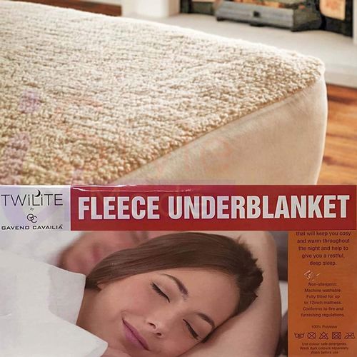 GAVENO CAVAILIA Luxurious Thermal Underblanket Super Soft Warm Cosy Sheepskin Fleece Mattress Enhancers Deep Fitted Sheet Style Mattress Toppers (Double)