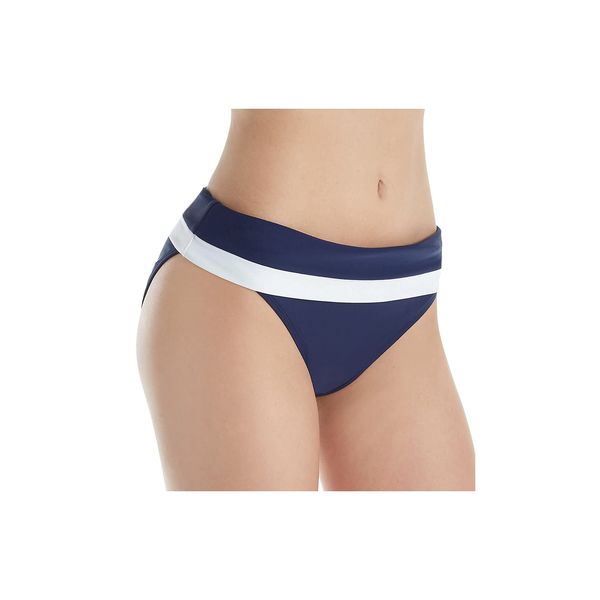 Panache Women's Plus Size Anya Cruise Foldeover Swim Bikini Bottoms, Navy/White, X