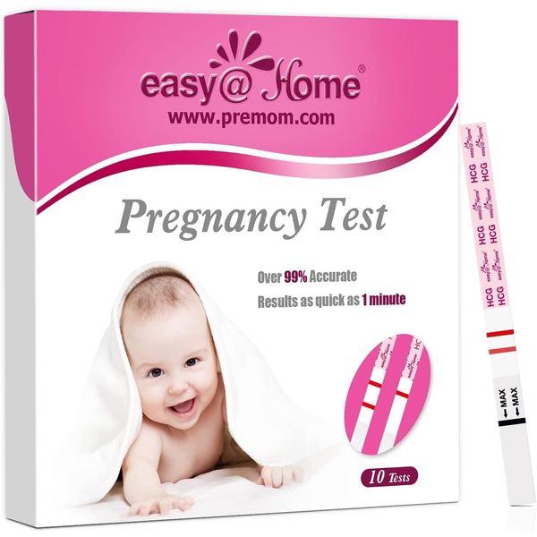 Easy@Home Pregnancy Test Strips Kit: 10-Pack HCG Test Strips