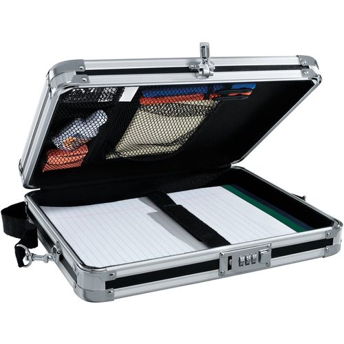 Vaultz Locking Clipboard with Storage - Heavy Duty Metal Clip Board Box Holds 8.5" x 11" Letter-Size Paper or Tablet Device - Combination Lock, Black
