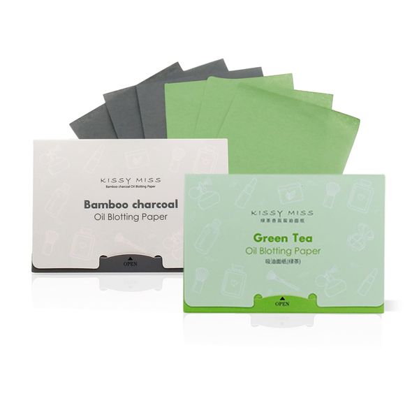 Andiker 200 Counts Oil Blotting Paper, Green Tea Oil Blotting Sheets for Oily Skin, Natural Bamboo Charcoal Unisex Oil Control Film for Men and Women, Skincare (Green Tea+Gentle Bamboo)