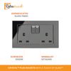Retrotouch Crystal, Double Plug Socket, Switched, Black Glass, 13A