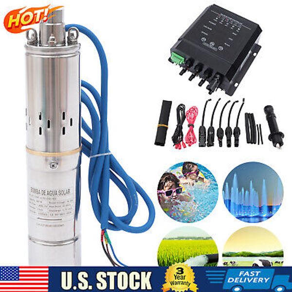 3'' DC 36V 400W Solar Submersible Water Pump, Deep Well Pump w/ MPPT Controller