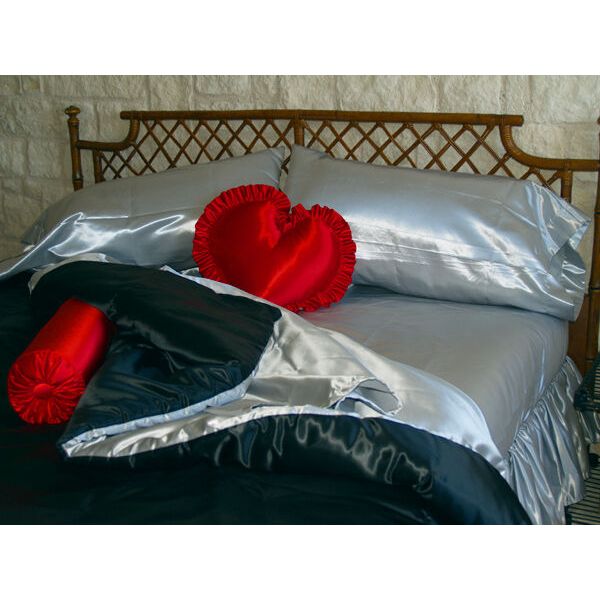 King Size Waterbed Sheet set with Stay Tuck Poles - Burgundy Bridal Satin