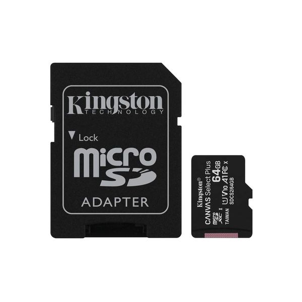 Kingston 64GB microSDXC Canvas Select Plus Class 10 Flash Memory Card SDCS2 Memory
