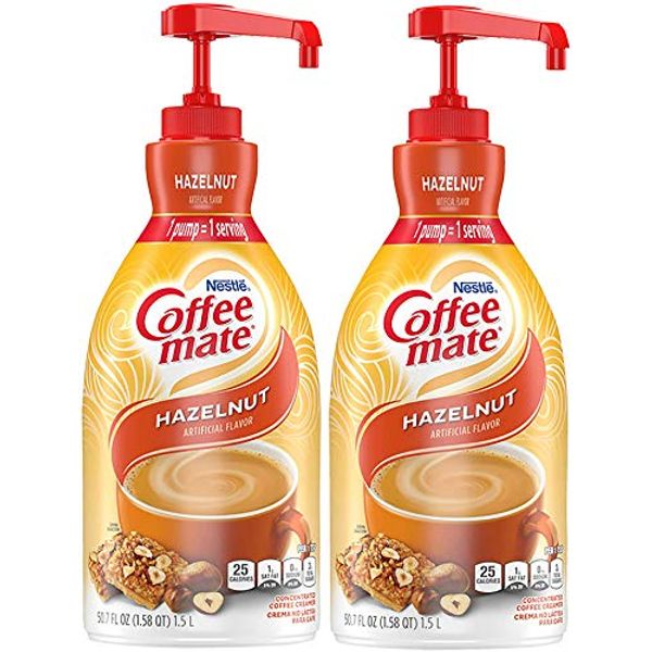 Nestle Coffee mate Coffee Creamer,Hazelnut, Concentrated Liquid Pump Bottle, Non Dairy, No Refrigeration, 50.7 Fl. Oz (Pack of 2)