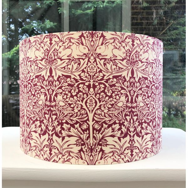 Handmade Lampshade William Morris Brer Rabbit Red Cream (Medium (30cm Diameter), Table/Floor)