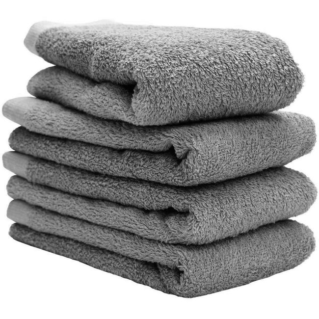 Hiorie Face Towels, Antibacterial, Odor Resistant, Hotel Style Towels, Set of 4, Gray, Instant Absorption, Room Dry