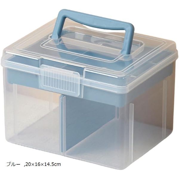 Medicine box, first aid box, storage, stylish, large capacity, transparent, multi-functional storage case, clear, 20x16x14.5cm (blue, 20x16x14.5cm)