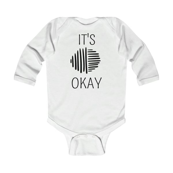 Infant Long Sleeve Bodysuit, Say it Soul, its Okay, Black Line Art Positive Affirmation - White / 12M