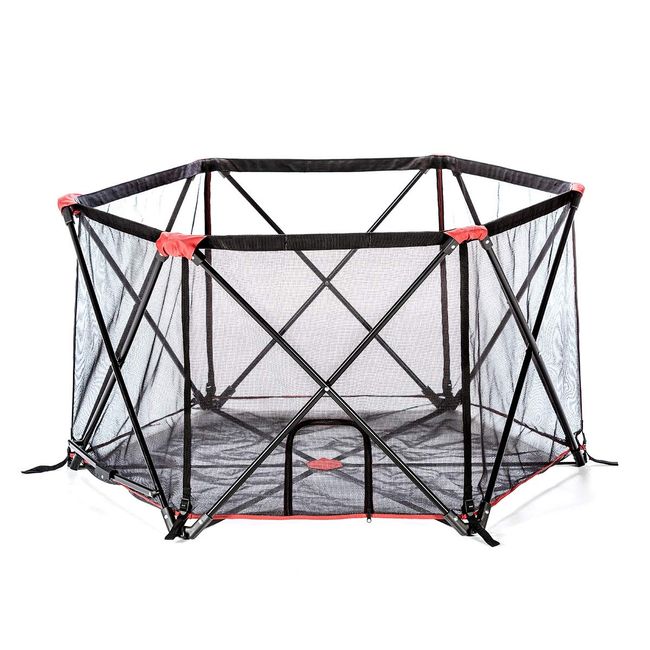 Carlson 6-Panel Foldable and Portable Steel Pet Exercise and Play Pen, Indoor and Outdoor, with Carrying Case, Red