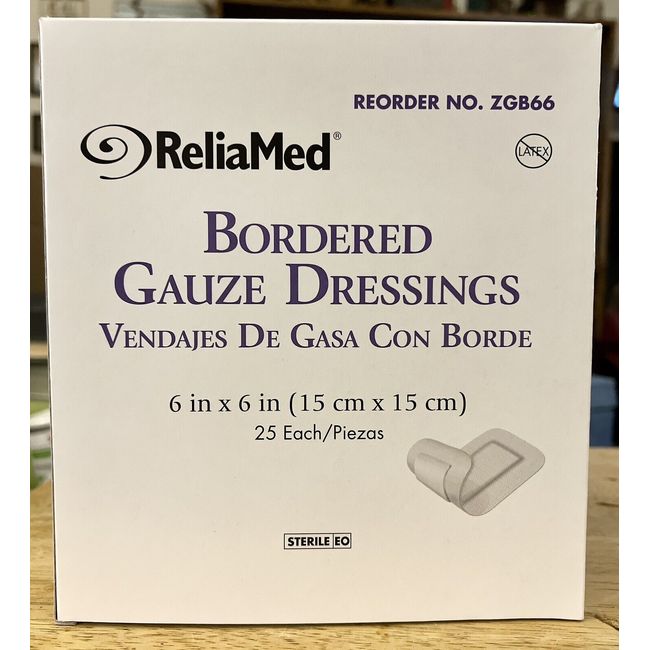 Reliamed Single Box Bordered Gauze Island Dressing 6X6 Sterile 25/Box ZGB66