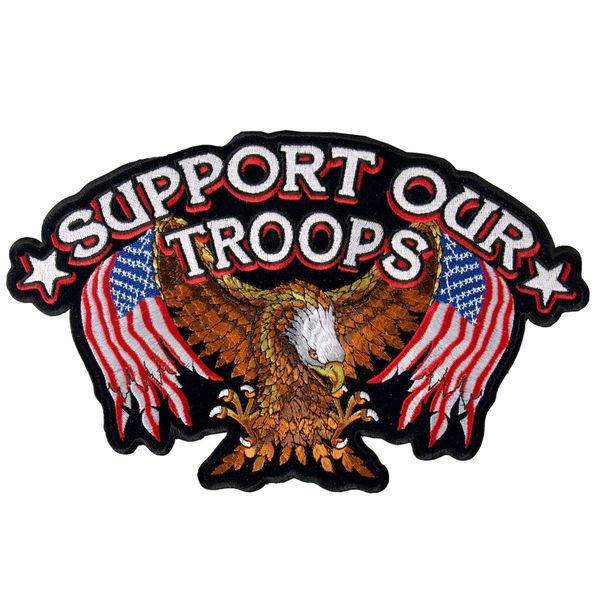 Hot Leathers Support Our Troops Patch (4" Width x 3" Height)