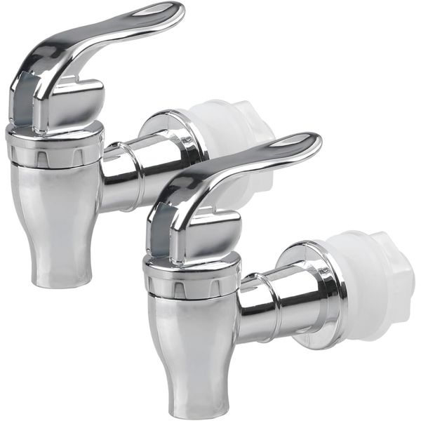 2 Pack Beverage Dispenser Spigot Replacement Spout Faucet Push Style Silver