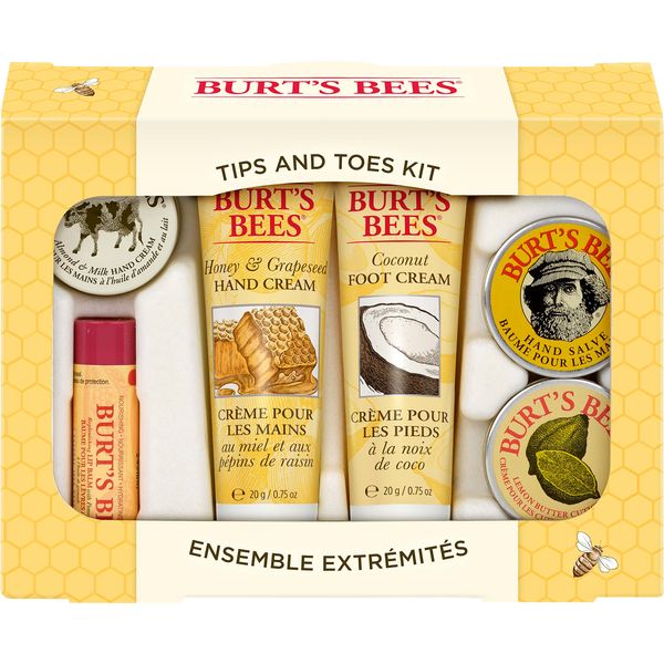 Burt's Bees Gifts Ideas, 6 Body Care Products, Tips and Toes Set - Moisturizing Lip Balm, 2 Hand Creams, Foot Cream, Cuticle Cream & Hand Salve