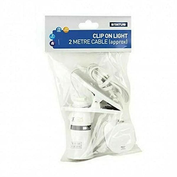 Status 2m Cable Indoor Clip On Light 5A Plug 13Amp Home Workshop Office Use New