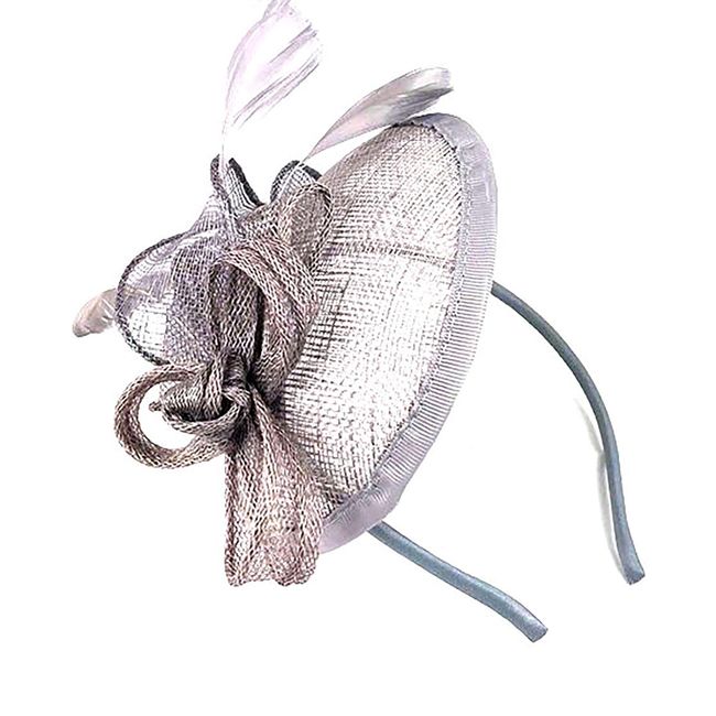 Feather Aliceband Fascinator Headband Ladies Day, Races, Weddings, Royal Ascot (Silver)