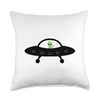 Funny Alien Flying Disc UFO Alien Throw Pillow, 18x18, Multicolor