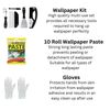 Wallpaper Paste Kit - Set Includes 10 Roll Adhesive Paste and Wallpaper Kit Containing Smoother, Roller, Hanging Brush, Scraper, Trimmer and Gloves