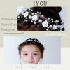 IYOU Princess Communion Headpiece Flower White Headband Pearl Hair Vine Bridal Wedding Hair Accessories for Flower Girls
