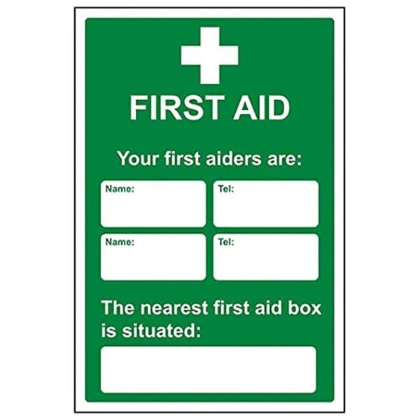 V Safety First Aid General - First Aid/First Aiders/Location - 200 x 300 mm Safety Sign