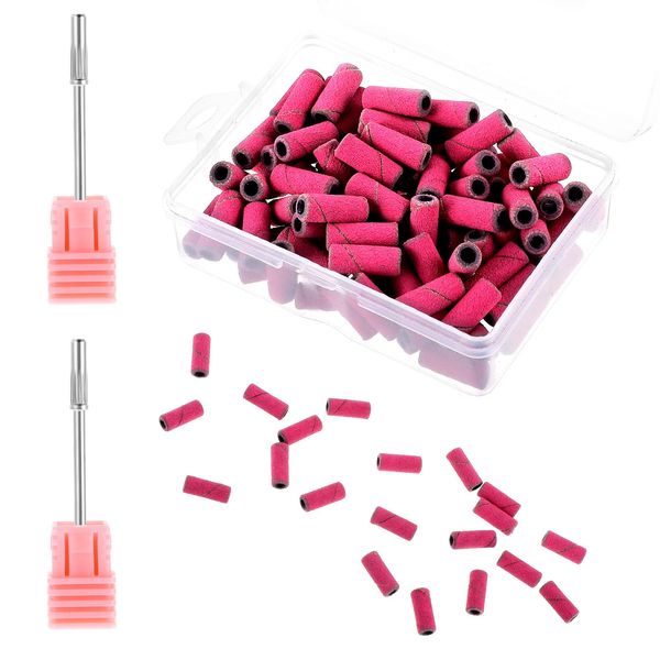 Giantree Sanding Bands for Nail Drills, 100 Pcs Sanding Bands with 2Pcs 3.1mm 240 Grit Nail Sanding Mandrel Bit for Nail Drill, Mini Nail Sanding Bands for Acrylic Nail Gel Manicure Pedicure Nail(240)