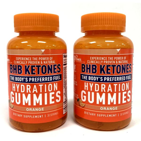 2 Bottles (30 count each) Real Ketones KETO Hydration Gummies ORANGE EXP 11/23